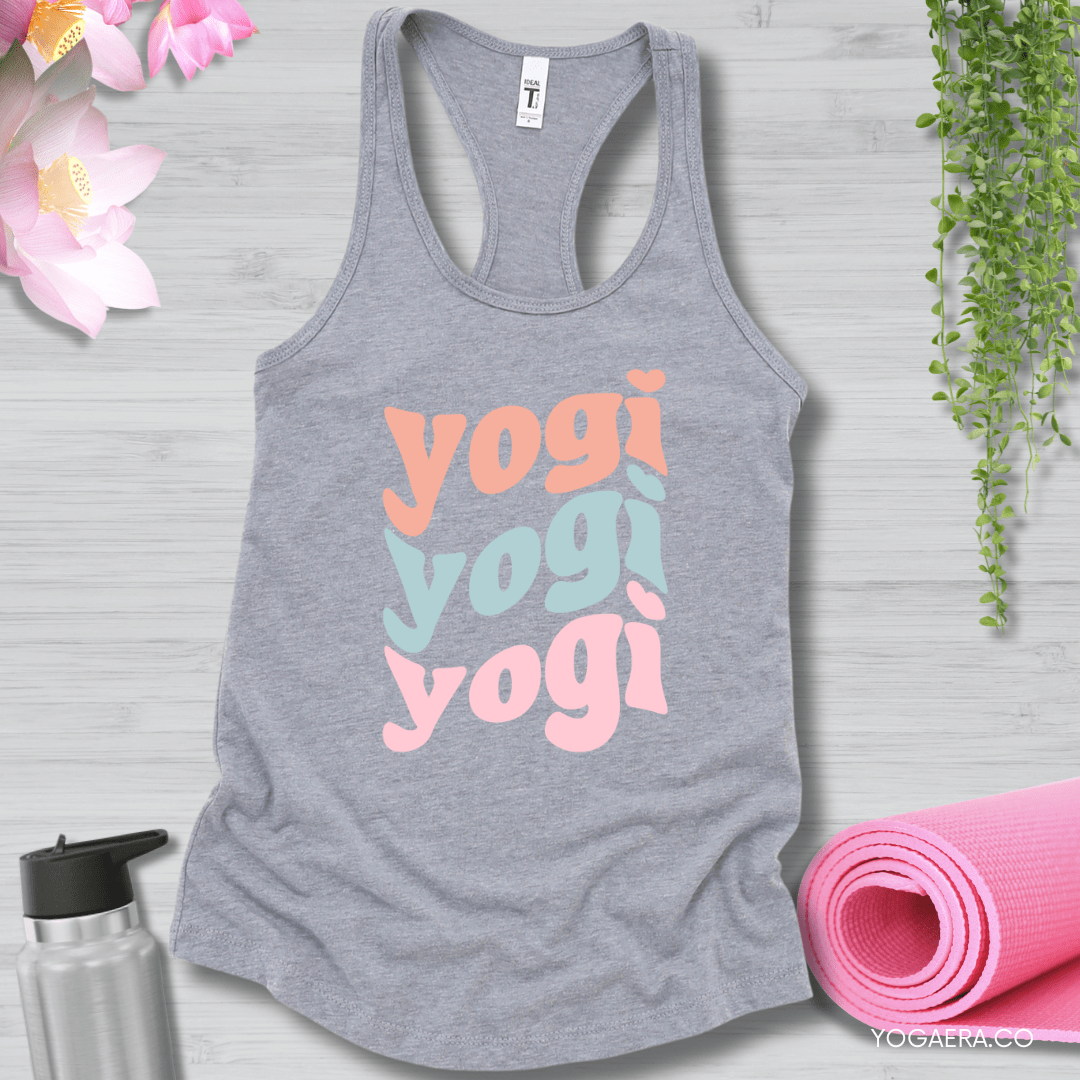 Pastel Wavy Yogi Tank XS / Heather Grey Tank Top Yoga Era