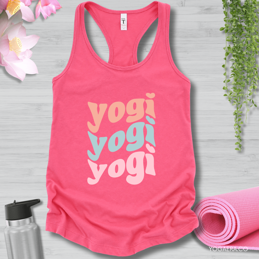 Pastel Wavy Yogi Tank XS / Hot Pink Tank Top Yoga Era