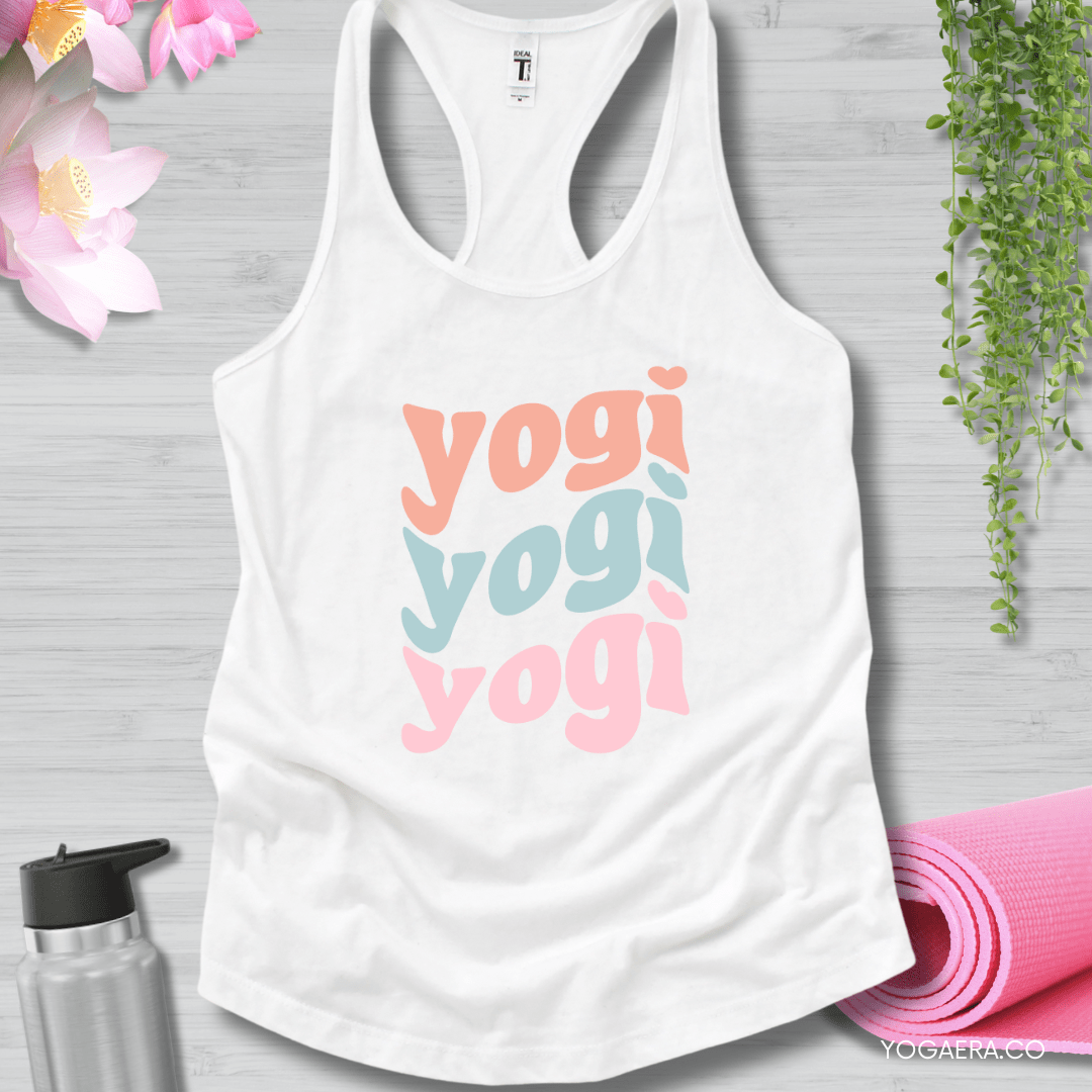 Pastel Wavy Yogi Tank XS / White Tank Top Yoga Era