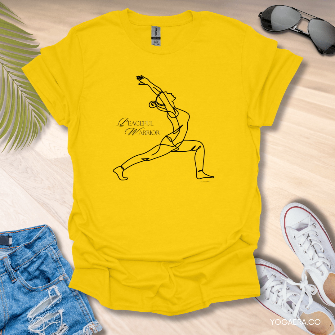 Peaceful Warrior Line Art Yogi Tee Daisy / S T-Shirt Yoga Era