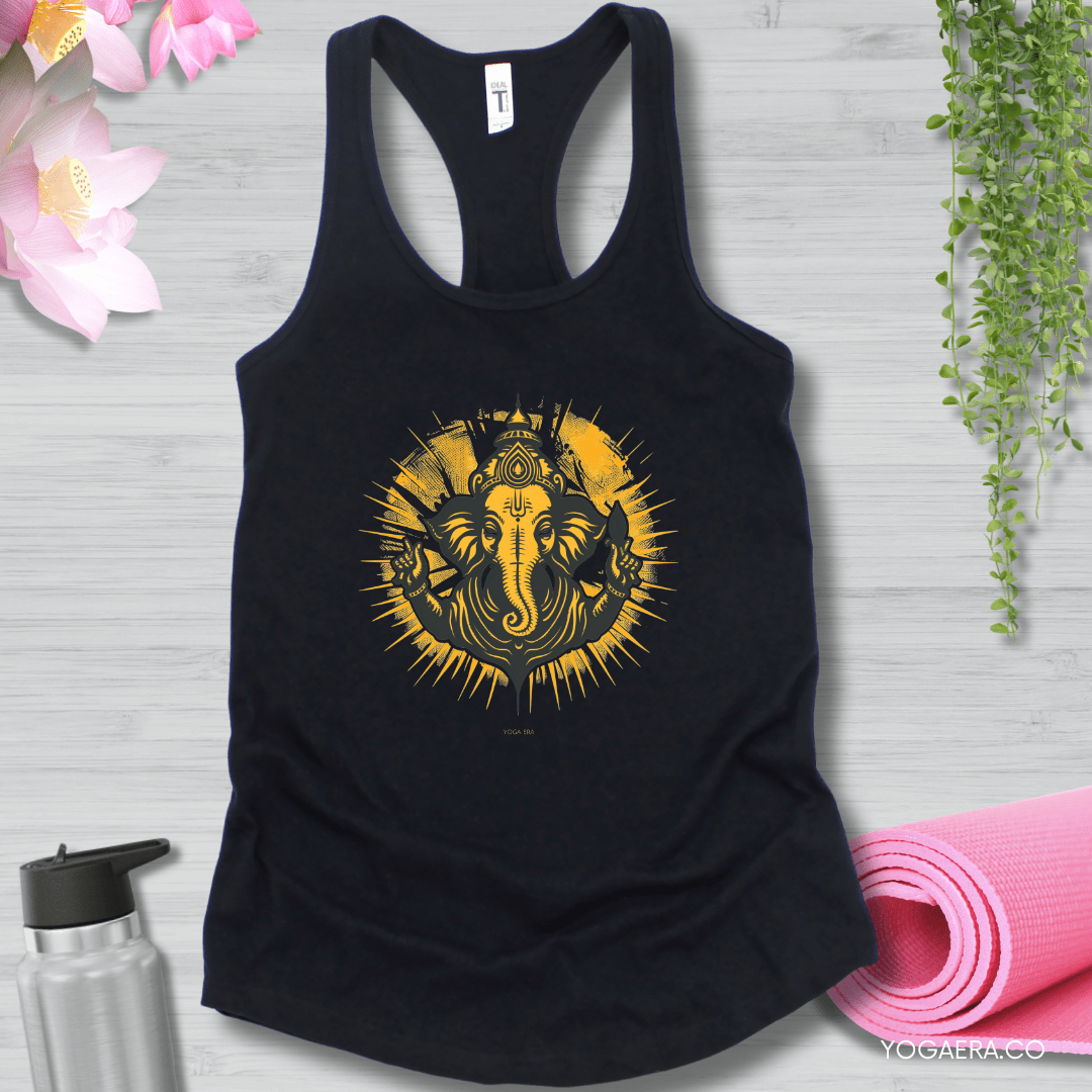 Retro Ganesha Tank XS / Black Tank Top Yoga Era