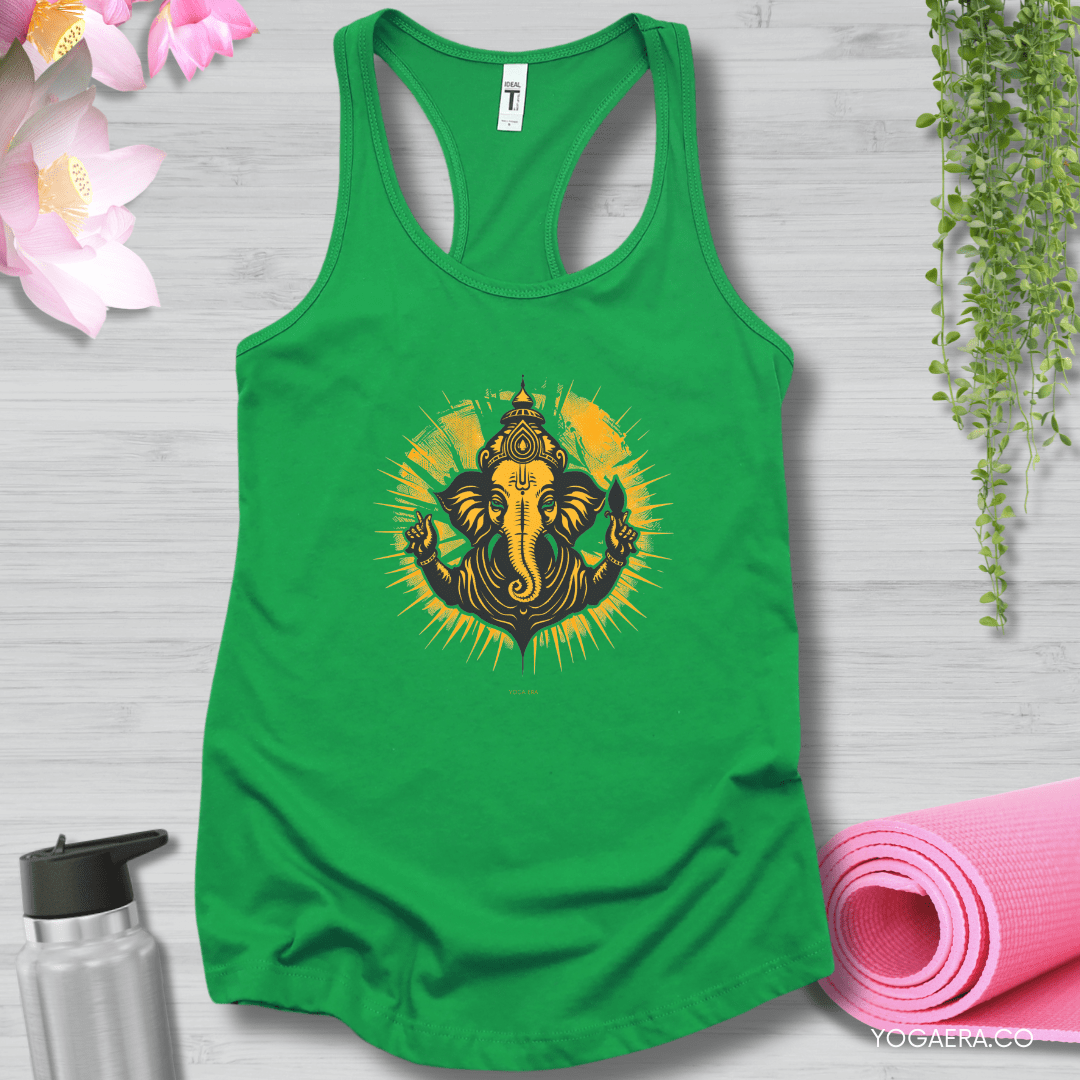 Retro Ganesha Tank XS / Kelly Green Tank Top Yoga Era