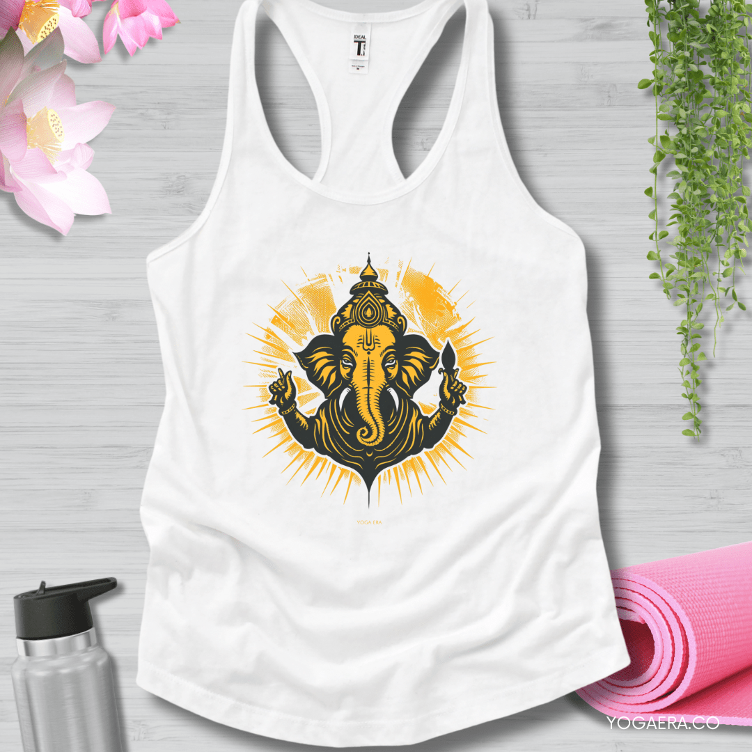 Retro Ganesha Tank XS / White Tank Top Yoga Era