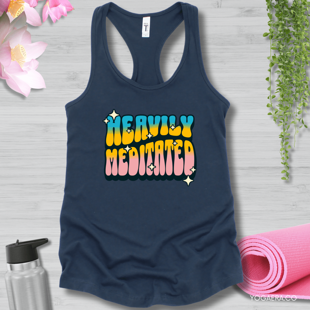 Retro Heavily Meditated Tank XS / Indigo Tank Top Yoga Era