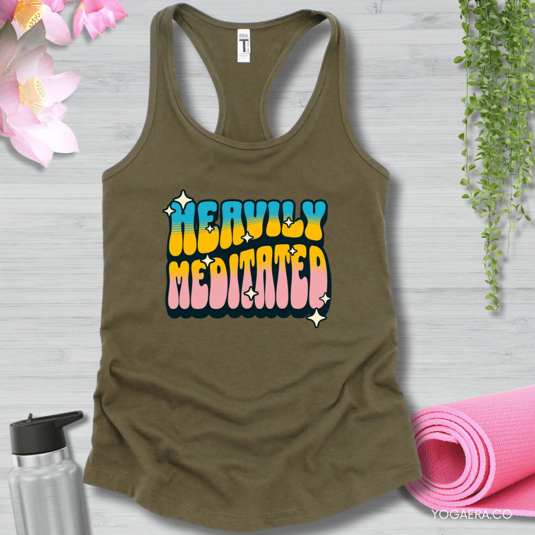 Retro Heavily Meditated Tank XS / Military Green Tank Top Yoga Era