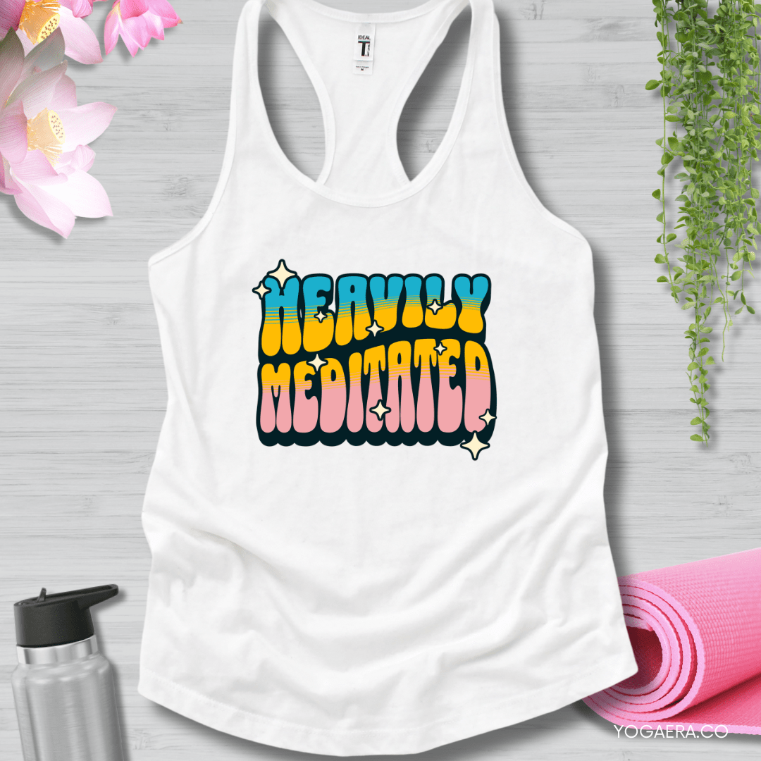 Retro Heavily Meditated Tank XS / White Tank Top Yoga Era