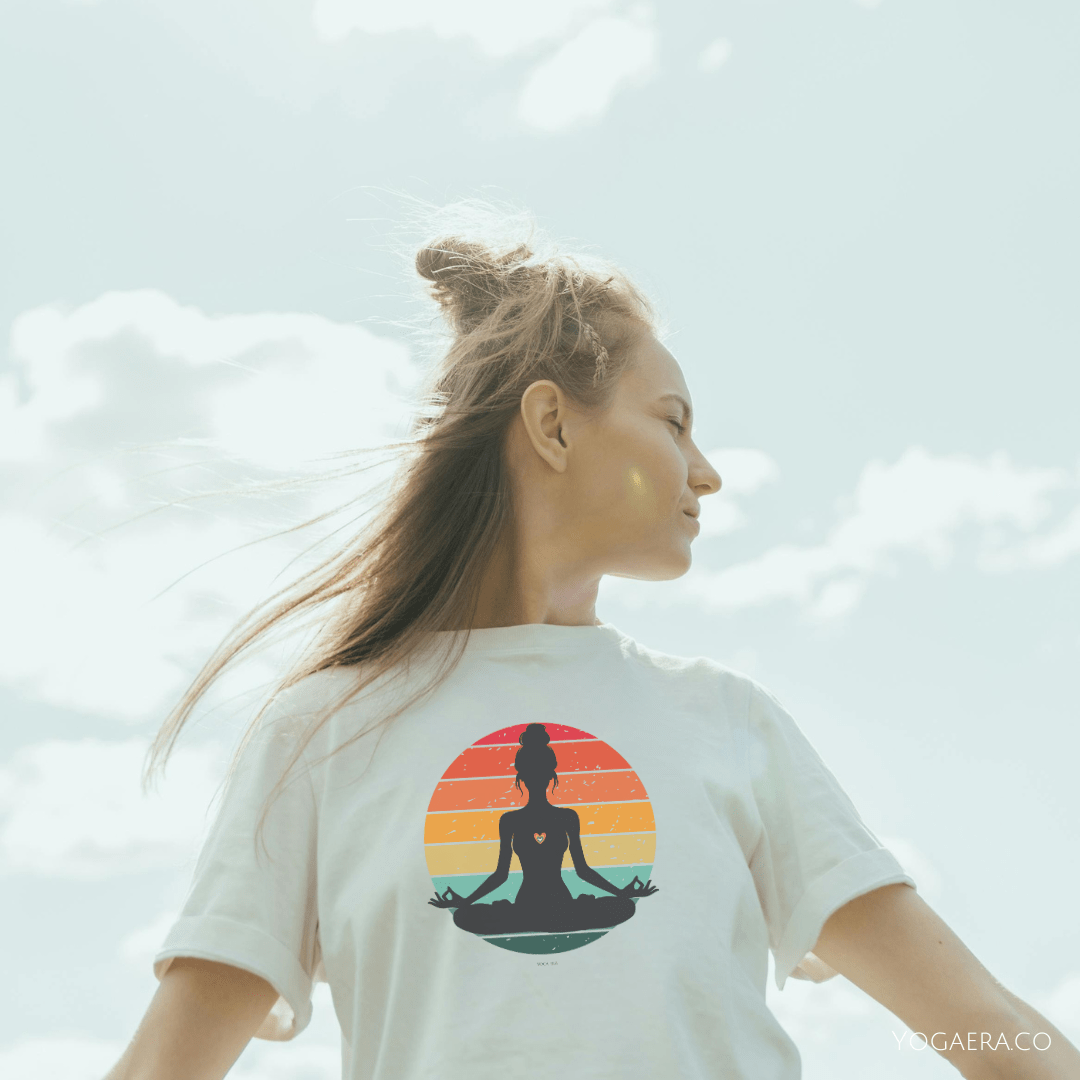 Retro Vintage Yogi Silhouette Sunset Tee T-Shirt Yoga Era