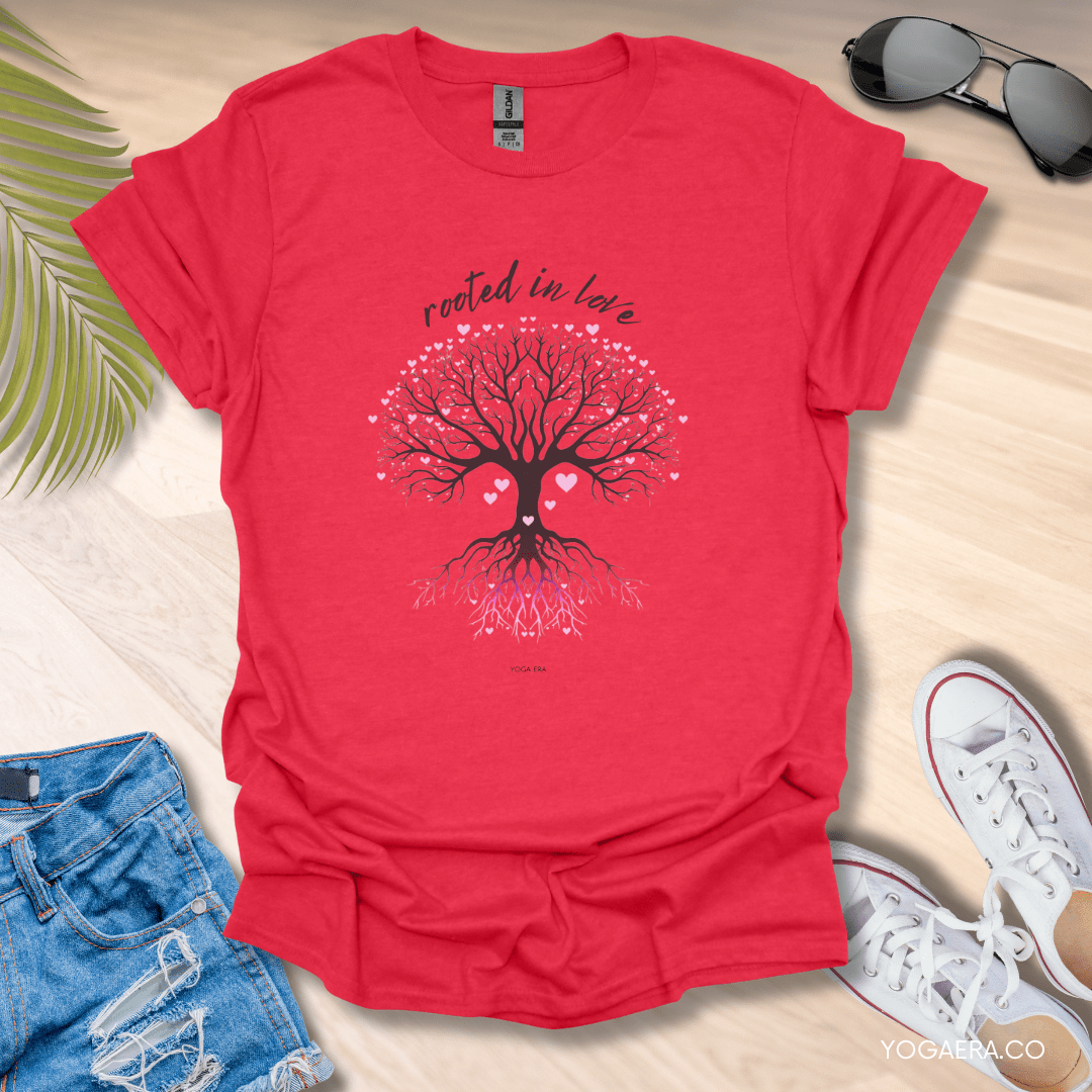 Rooted in Love Tree Tee Heather Red / S T-Shirt Yoga Era