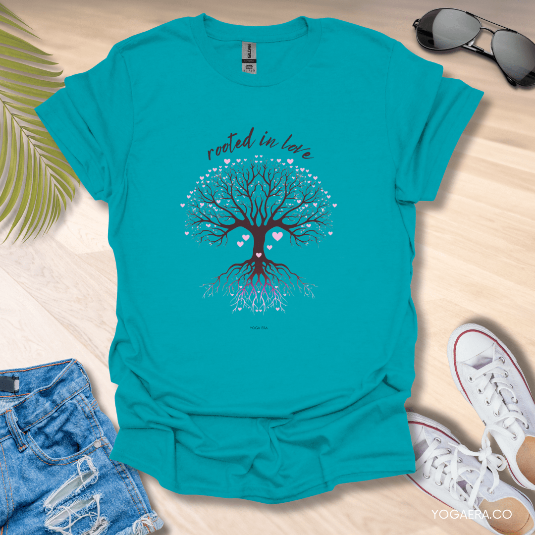 Rooted in Love Tree Tee Tropical Blue / S T-Shirt Yoga Era
