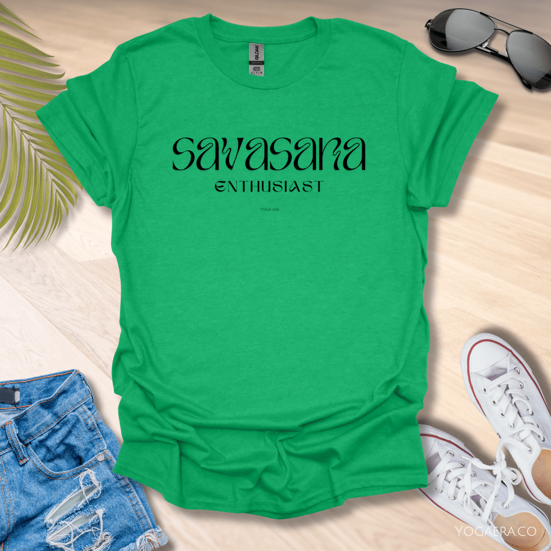 Savasana Enthusiast Tee Heather Irish Green / S T-Shirt Yoga Era