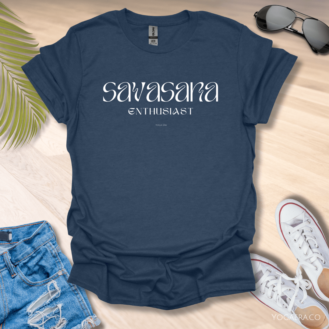 Savasana Enthusiast Tee Heather Navy / S T-Shirt Yoga Era