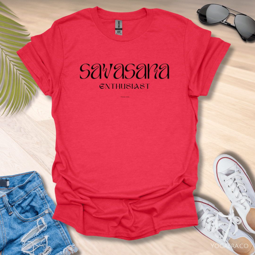 Savasana Enthusiast Tee Heather Red / S T-Shirt Yoga Era