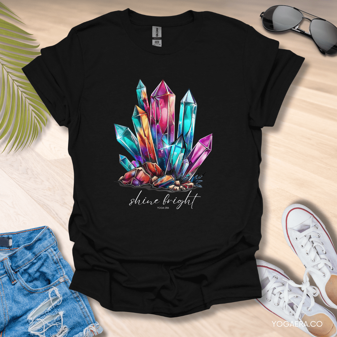 Shine Bright Crystal Tee Black / S T-Shirt Yoga Era