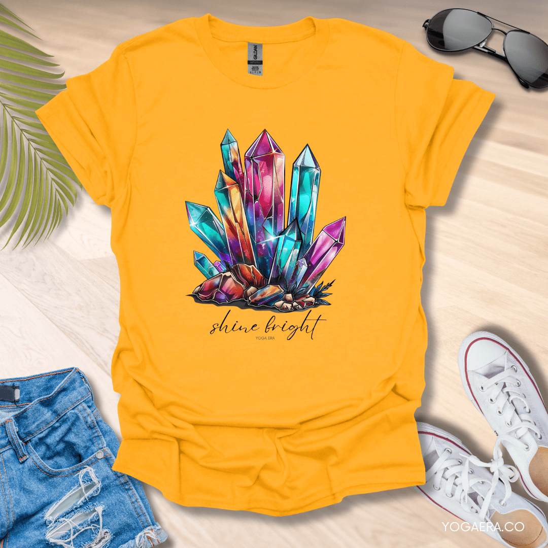 Shine Bright Crystal Tee Gold / S T-Shirt Yoga Era