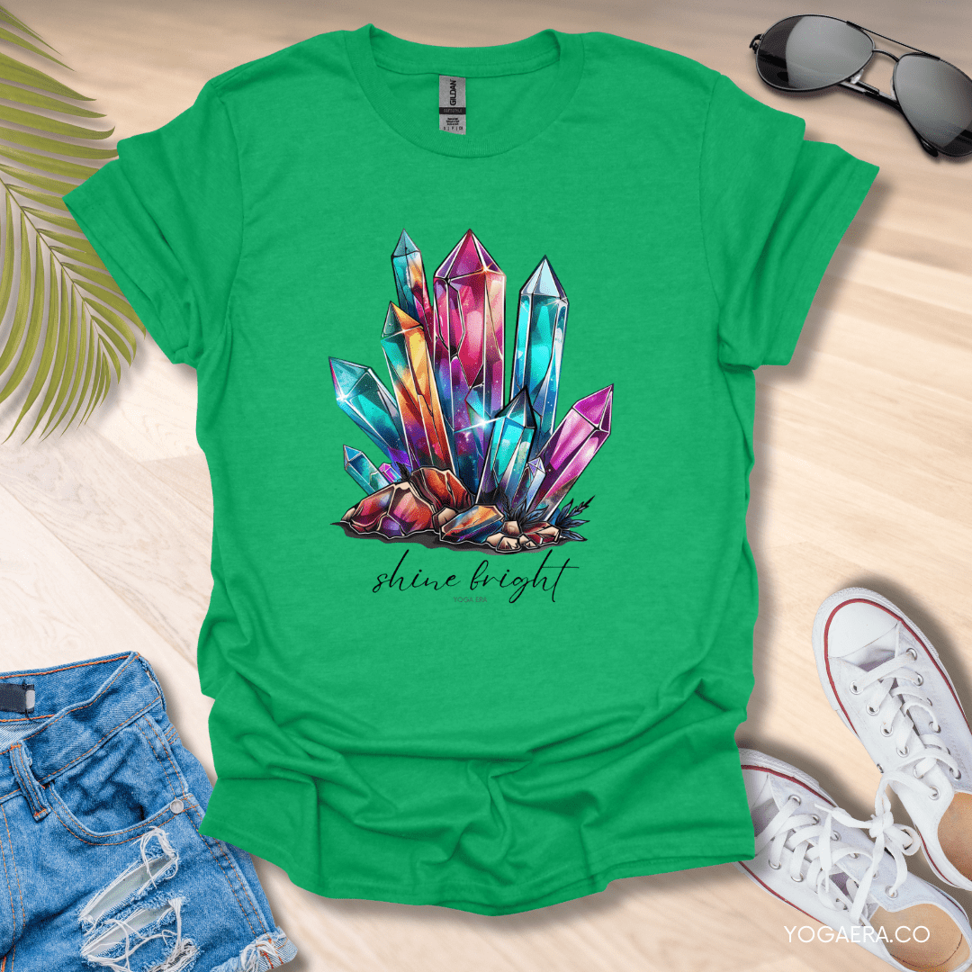 Shine Bright Crystal Tee Heather Irish Green / S T-Shirt Yoga Era