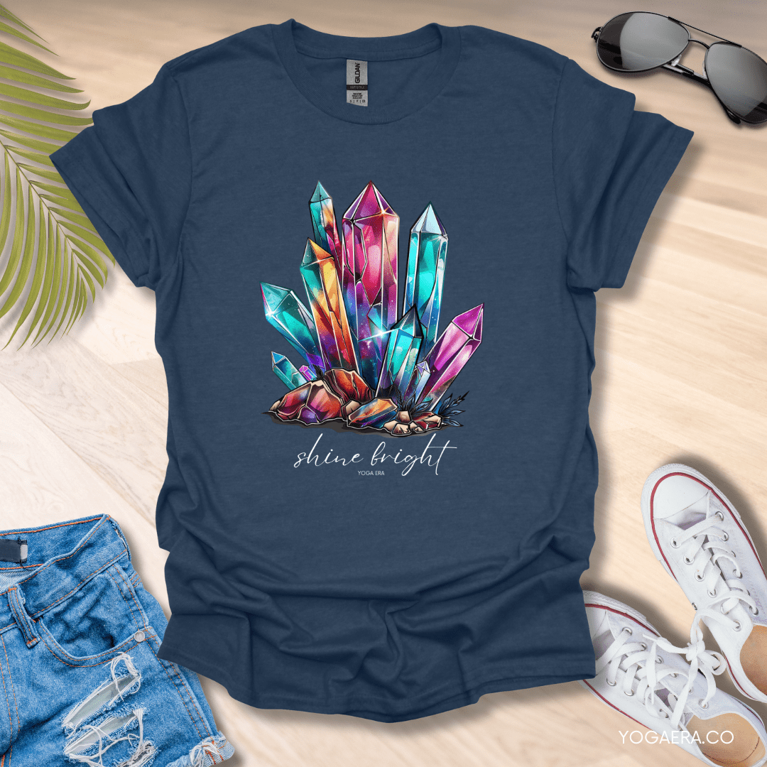Shine Bright Crystal Tee Heather Navy / S T-Shirt Yoga Era