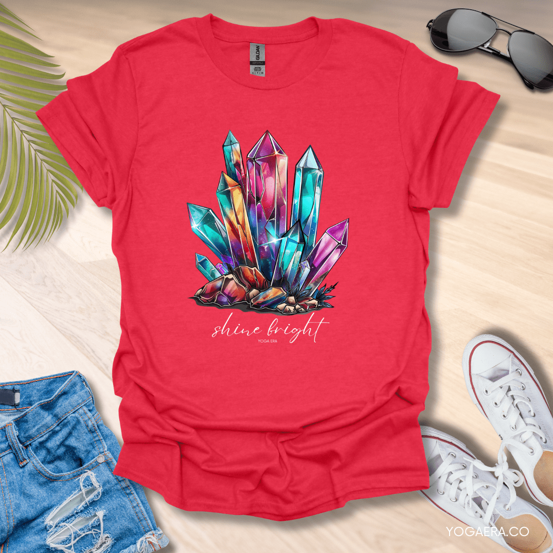 Shine Bright Crystal Tee Heather Red / S T-Shirt Yoga Era