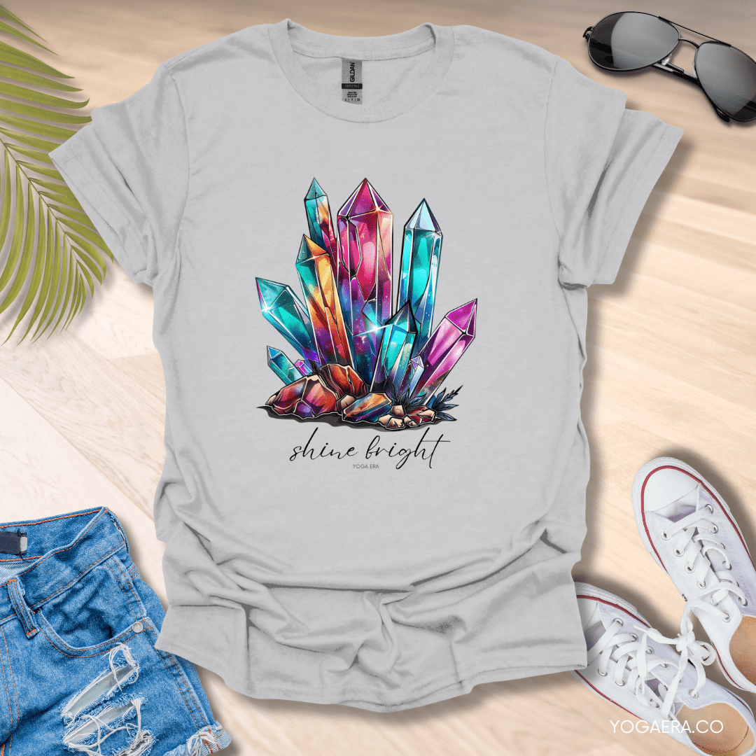 Shine Bright Crystal Tee Ice Grey / S T-Shirt Yoga Era