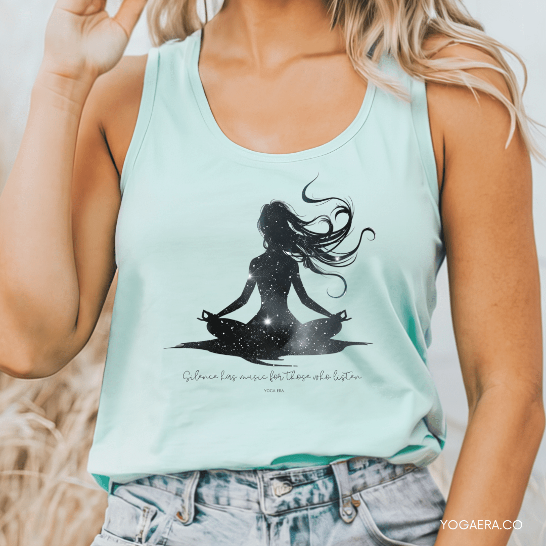 Silence Has Music For Those Who Listen • Yogi Silhouette Tank Tank Top Yoga Era
