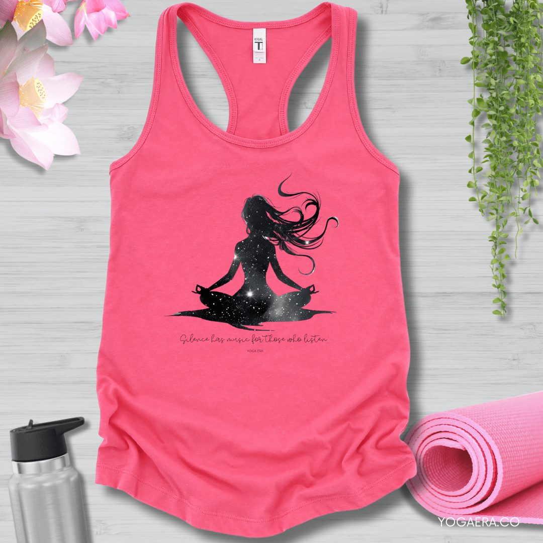 Silence Has Music For Those Who Listen • Yogi Silhouette Tank XS / Hot Pink Tank Top Yoga Era