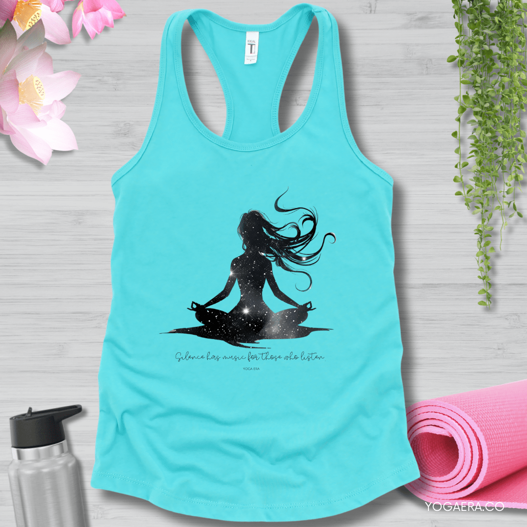 Silence Has Music For Those Who Listen • Yogi Silhouette Tank XS / Tahiti Blue Tank Top Yoga Era
