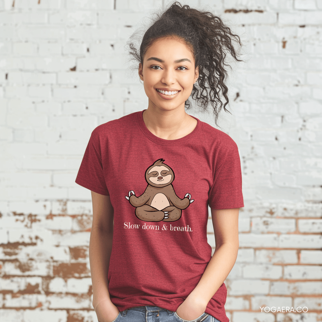Slow Down and Breath Sloth Tee T-Shirt Yoga Era