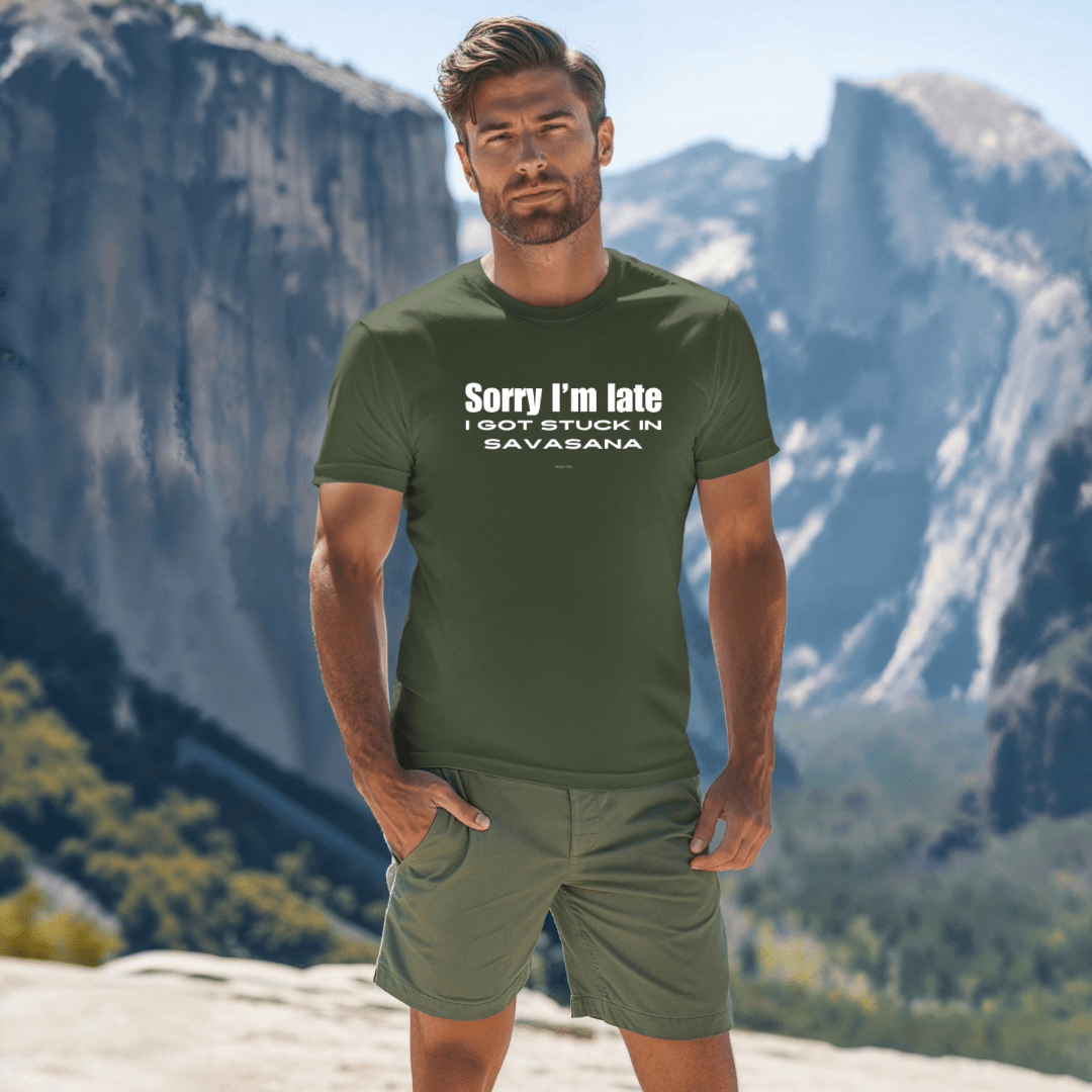 Sorry I'm Late, I Got Stuck in Savasana Tee T-Shirt Yoga Era