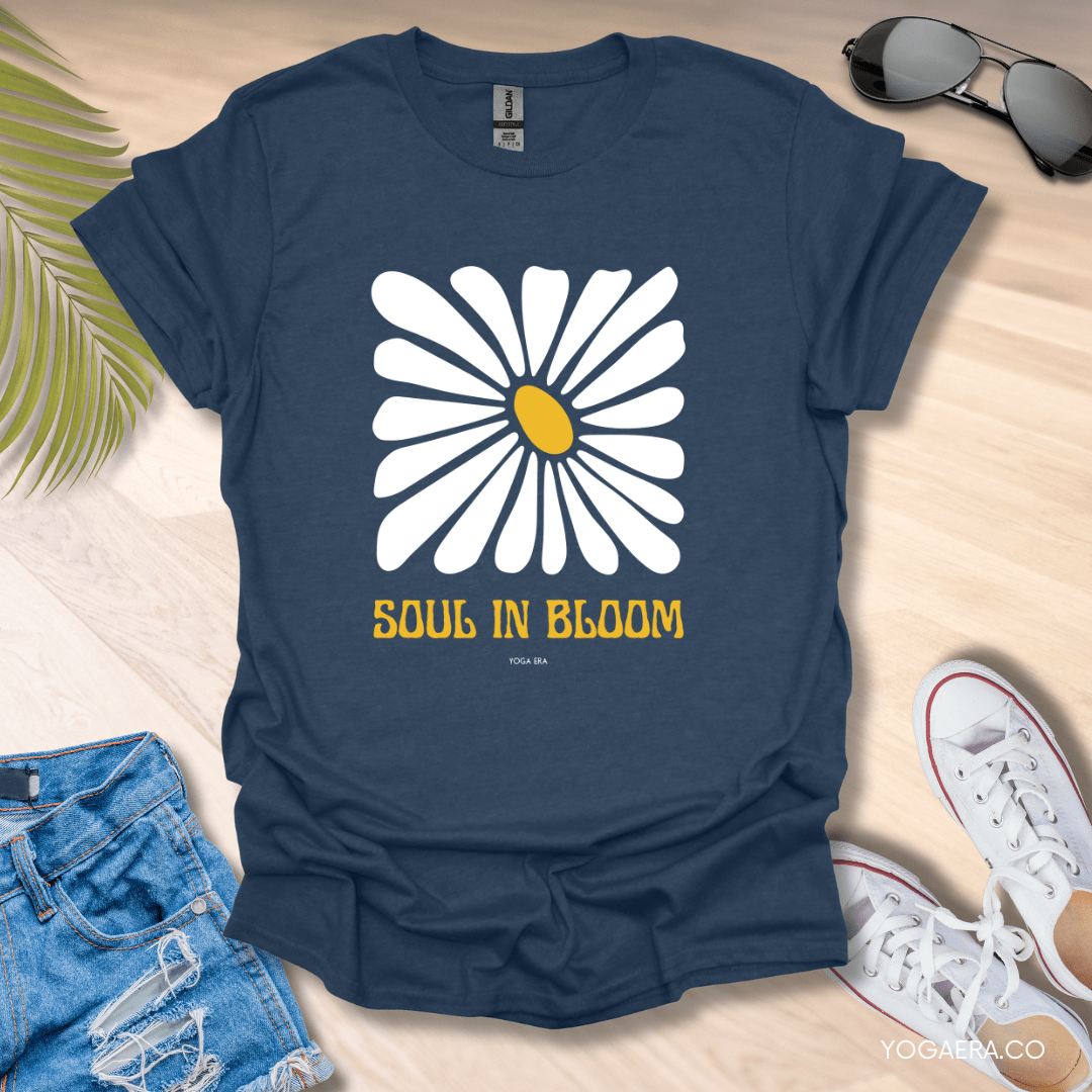 Soul In Bloom Flower Tee Heather Navy / S T-Shirt Yoga Era