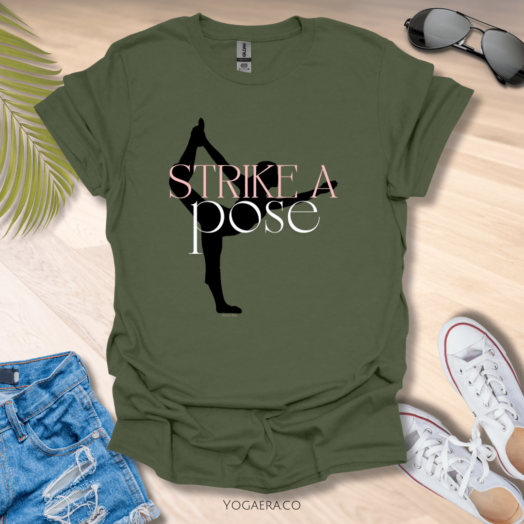 Strike a Pose Yogi Silhouette Tee Military Green / S T-Shirt Yoga Era