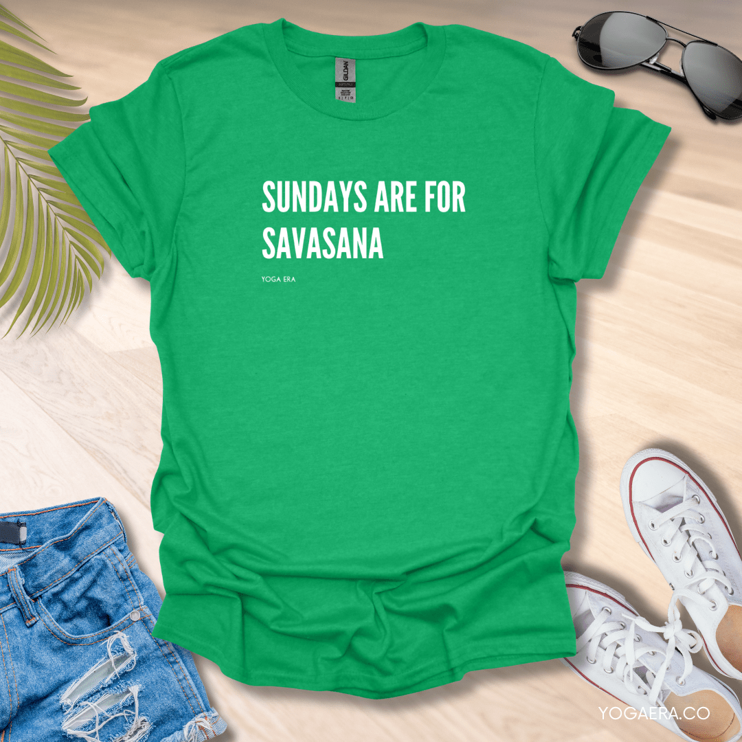 Sundays are for Savasana Tee Heather Irish Green / S T-Shirt Yoga Era