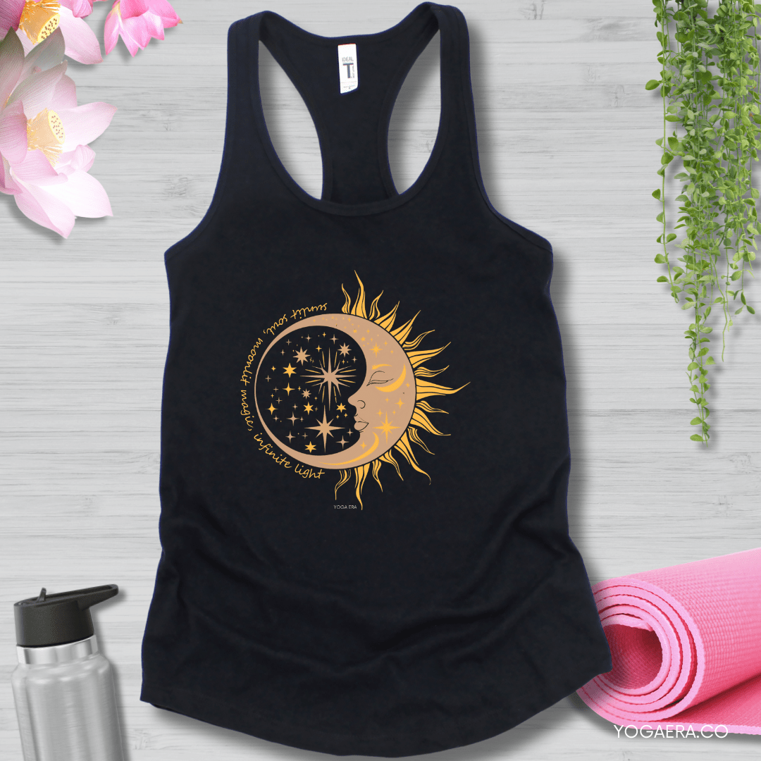 Sunlit Soul, Moonlit Magic, Infinite Light 🌛 Tank XS / Black Tank Top Yoga Era