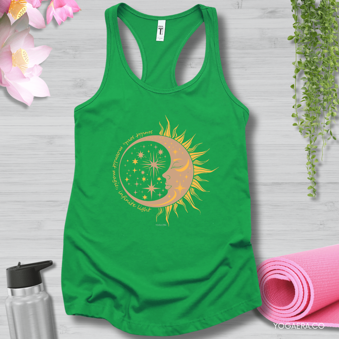 Sunlit Soul, Moonlit Magic, Infinite Light 🌛 Tank XS / Kelly Green Tank Top Yoga Era