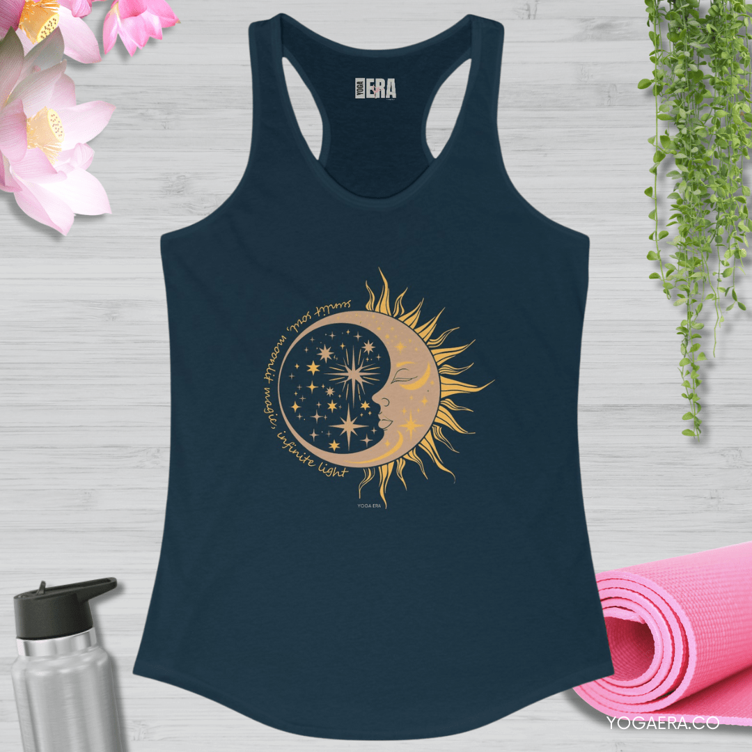 Sunlit Soul, Moonlit Magic, Infinite Light 🌛 Tank XS / Midnight Navy Tank Top Yoga Era