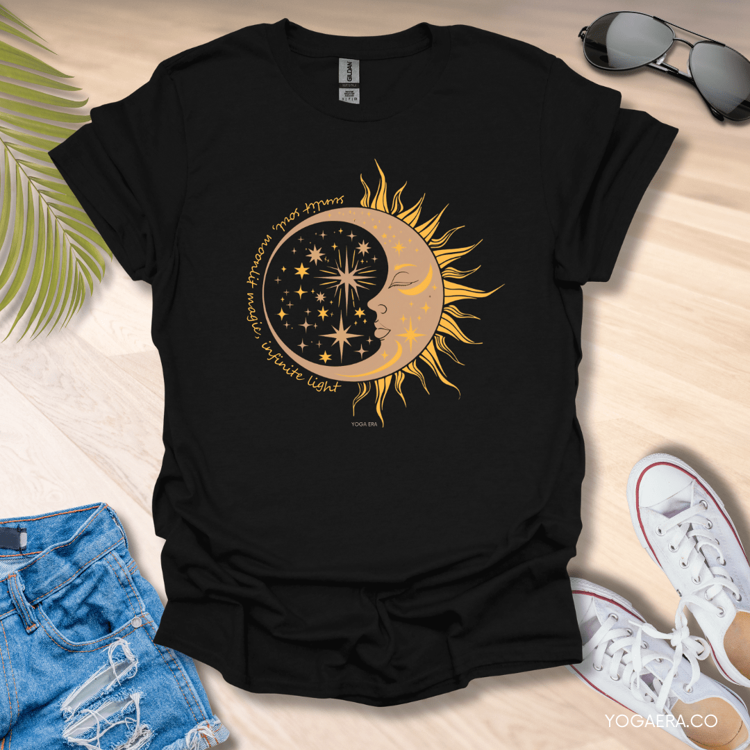 Sunlit Soul, Moonlit Magic, Infinite Light Tee Black / S T-Shirt Yoga Era