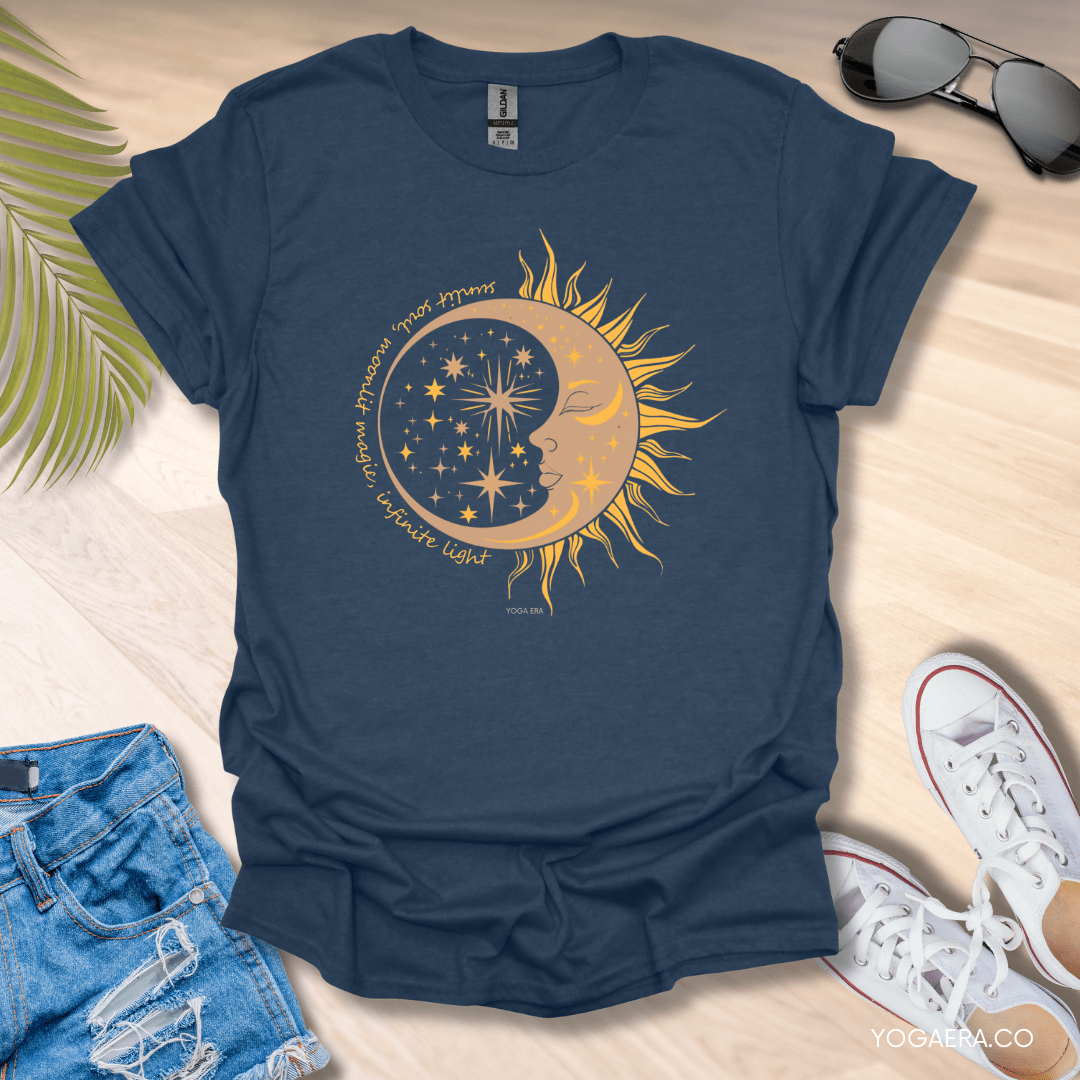 Sunlit Soul, Moonlit Magic, Infinite Light Tee Heather Navy / S T-Shirt Yoga Era