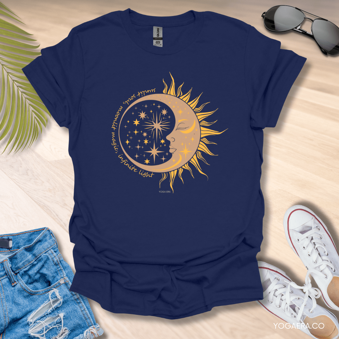 Sunlit Soul, Moonlit Magic, Infinite Light Tee Navy / S T-Shirt Yoga Era