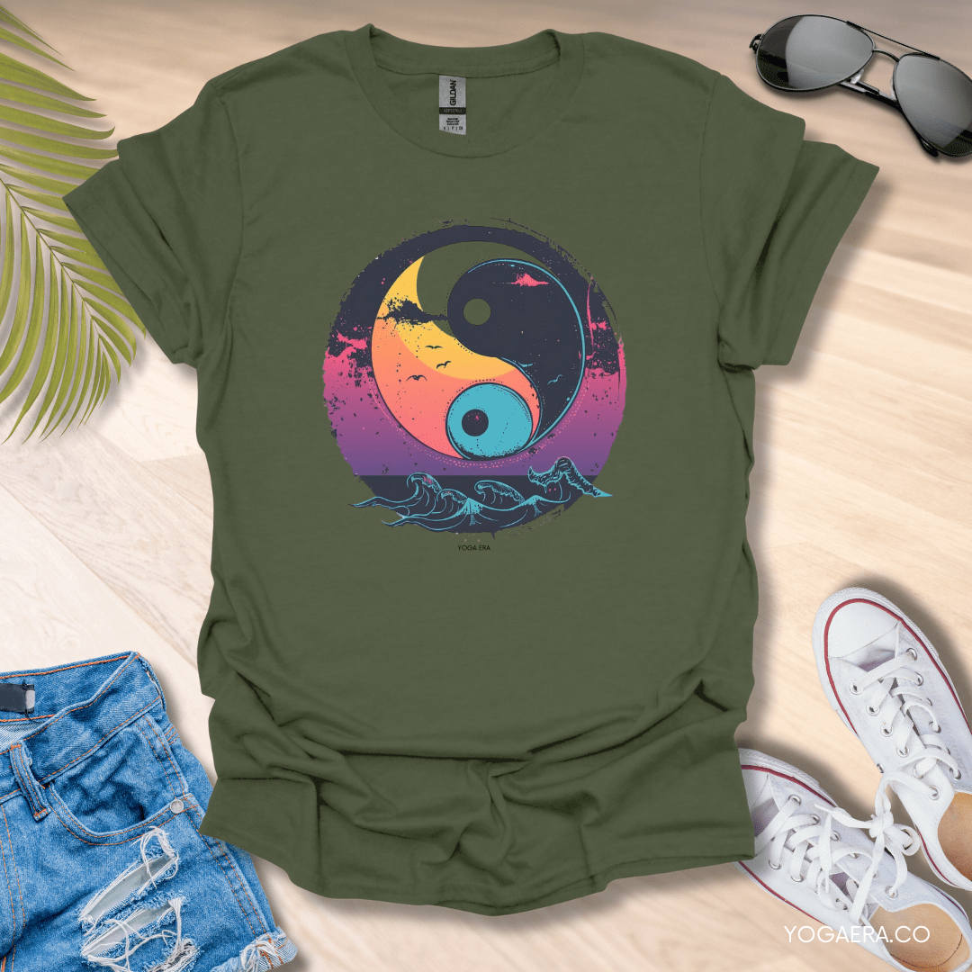 Twilight Yin Yang Tee Military Green / S T-Shirt Yoga Era