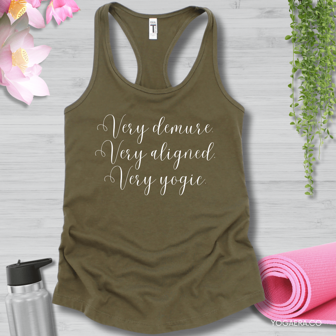 Very Demure • Cursive Tank XS / Military Green Tank Top Yoga Era