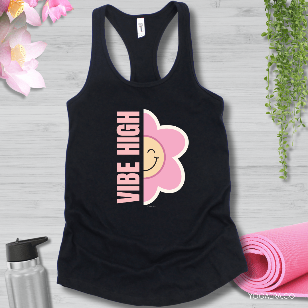 Vibe High Flower Tank XS / Black Tank Top Yoga Era