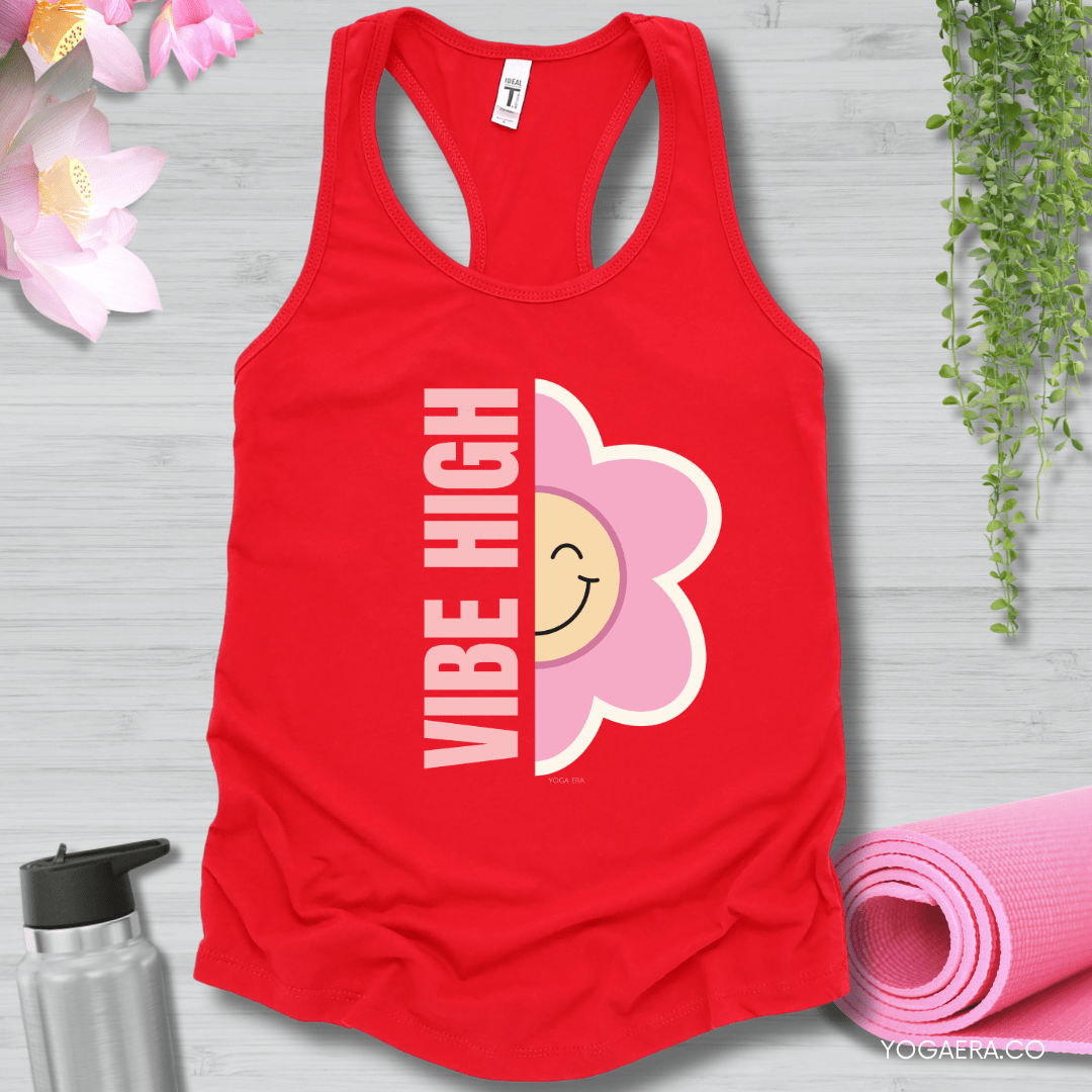 Vibe High Flower Tank XS / Red Tank Top Yoga Era
