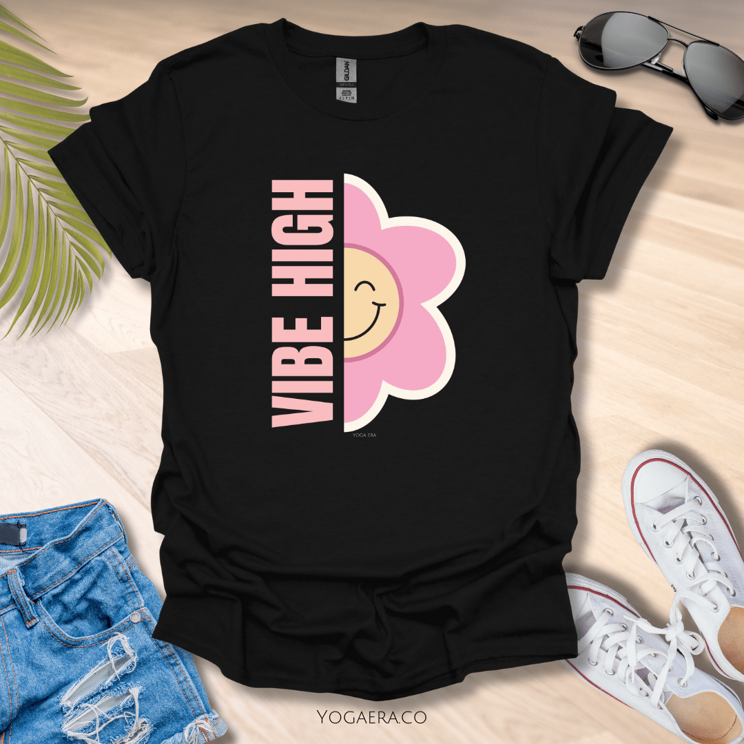 Vibe High Flower Tee Black / S T-Shirt Yoga Era