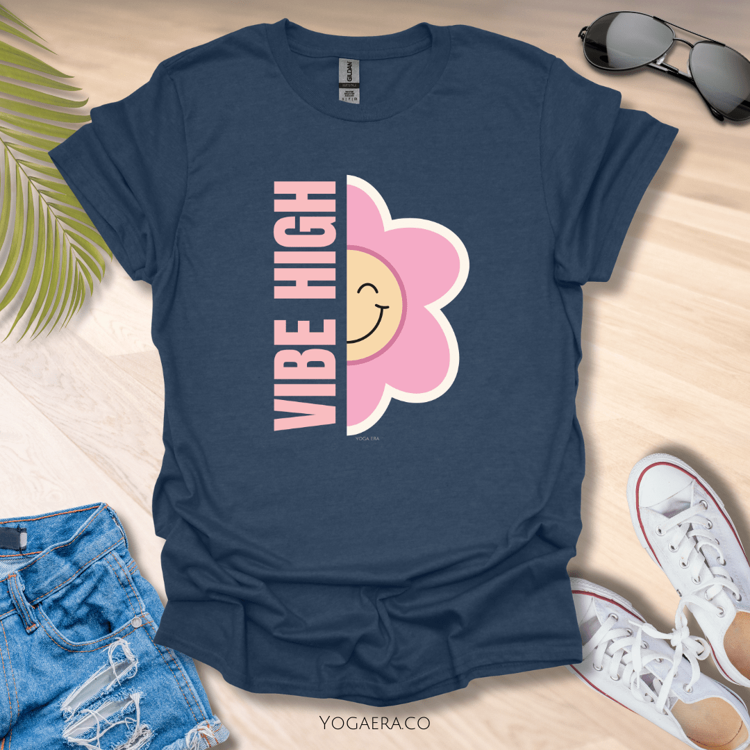 Vibe High Flower Tee Heather Navy / S T-Shirt Yoga Era