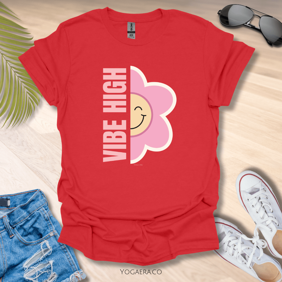 Vibe High Flower Tee Red / S T-Shirt Yoga Era