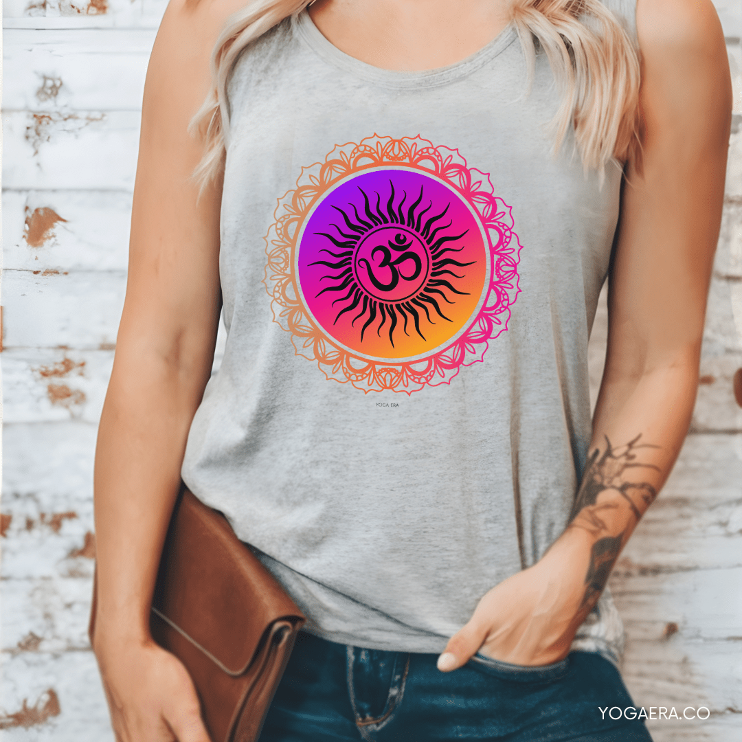 Vibrant Gradient Om Symbol Sun Tank 🕉️ Tank Top Yoga Era