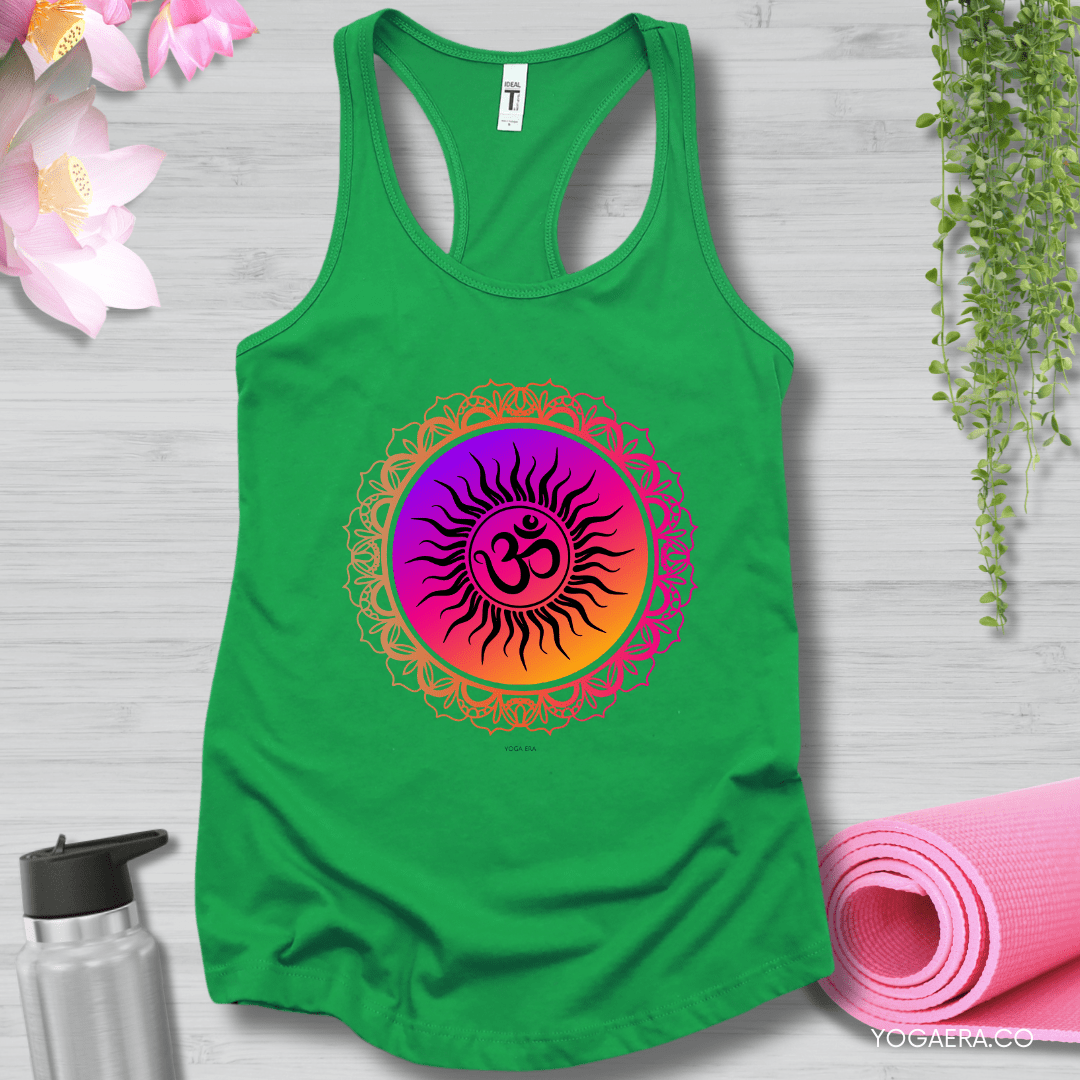 Vibrant Gradient Om Symbol Sun Tank 🕉️ XS / Kelly Green Tank Top Yoga Era