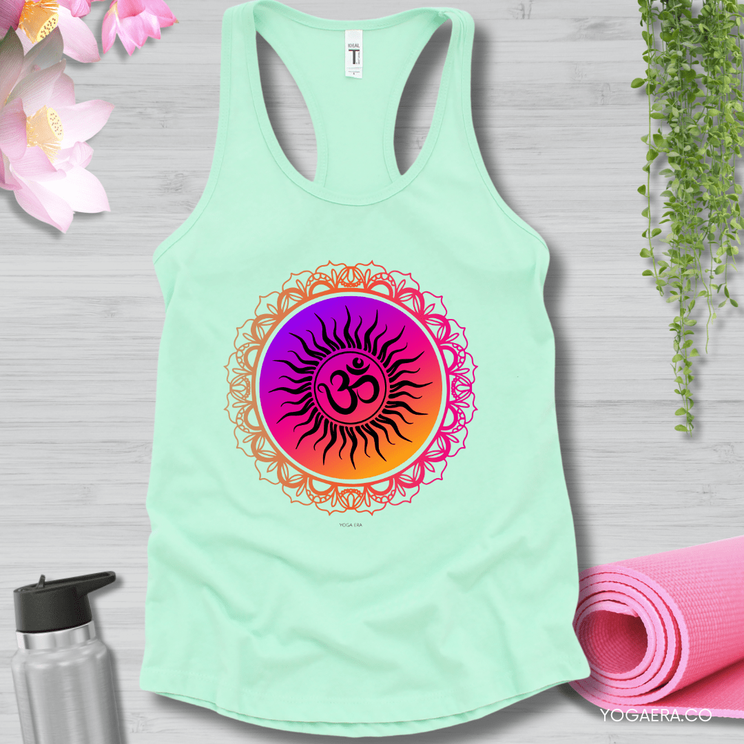Vibrant Gradient Om Symbol Sun Tank 🕉️ XS / Mint Tank Top Yoga Era