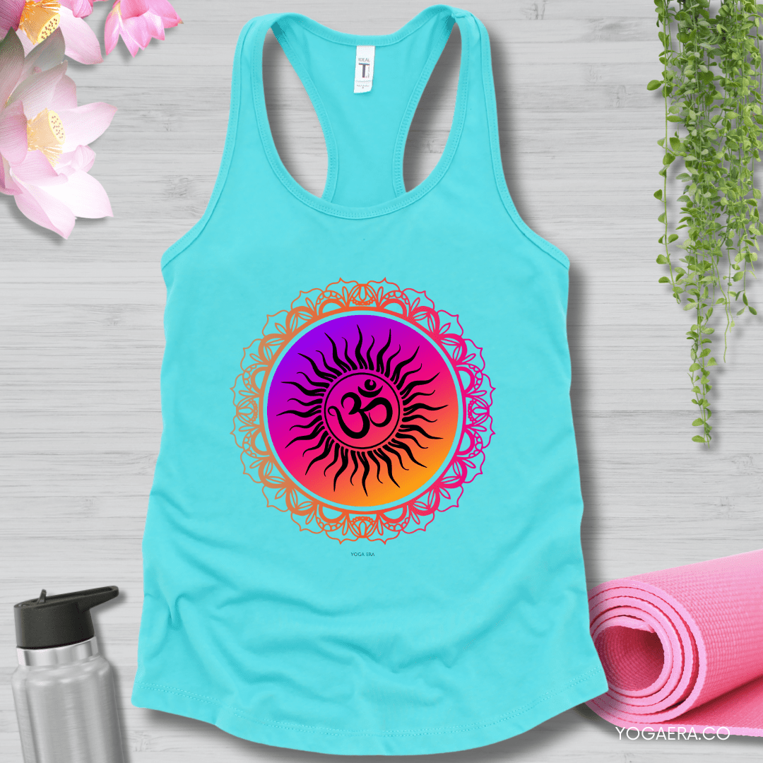 Vibrant Gradient Om Symbol Sun Tank 🕉️ XS / Tahiti Blue Tank Top Yoga Era