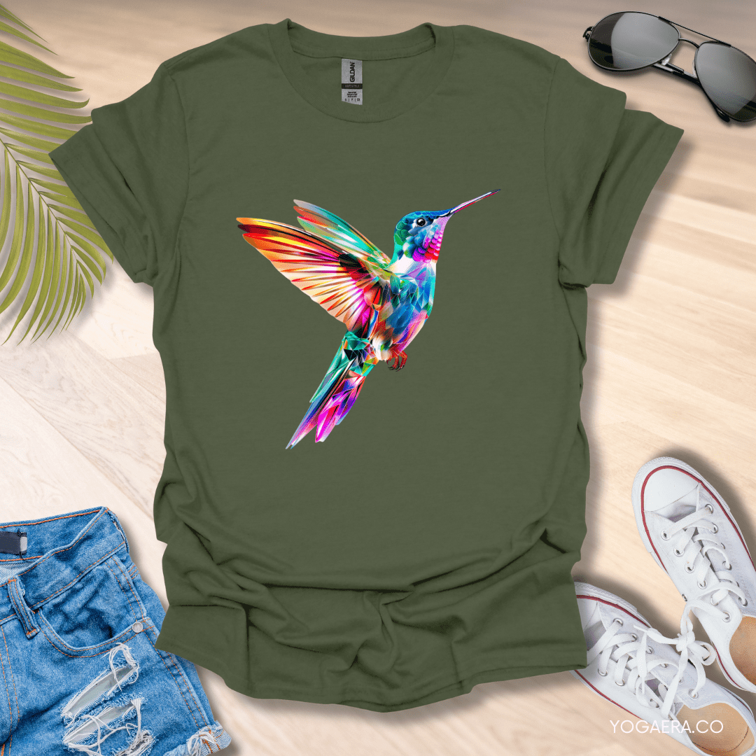 Vibrant Hummingbird Tee Military Green / S T-Shirt Yoga Era
