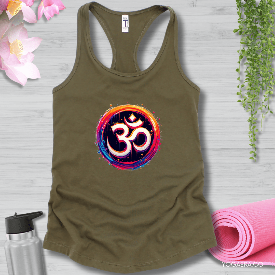 Vibrant Paint Om Symbol Tank 🕉️ XS / Military Green Tank Top Yoga Era