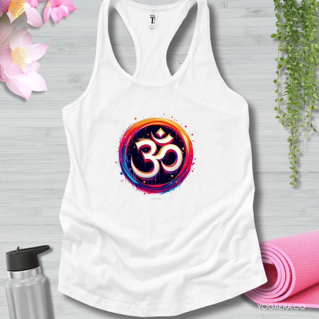 Vibrant Paint Om Symbol Tank 🕉️ XS / White Tank Top Yoga Era